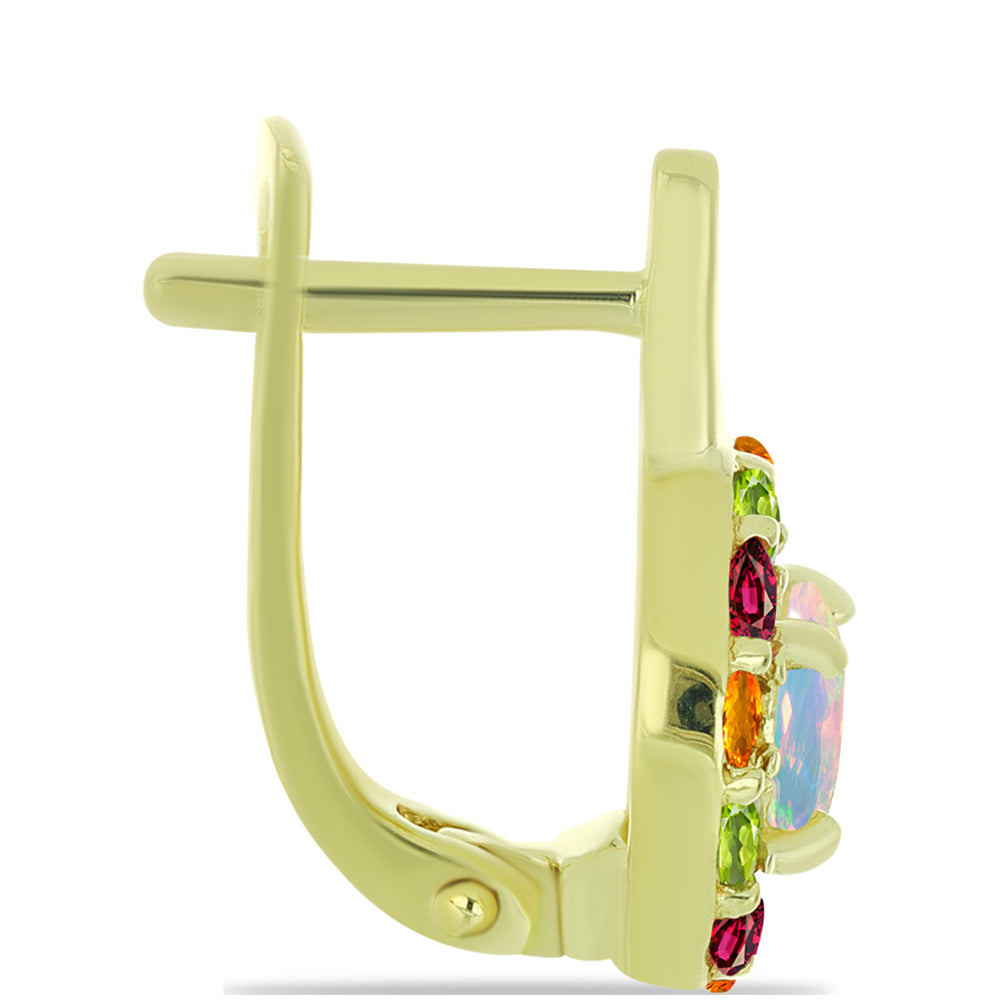 Pozlátené Strieborné Náušnice s Welo opálom a Chakra Turmalínom 2 