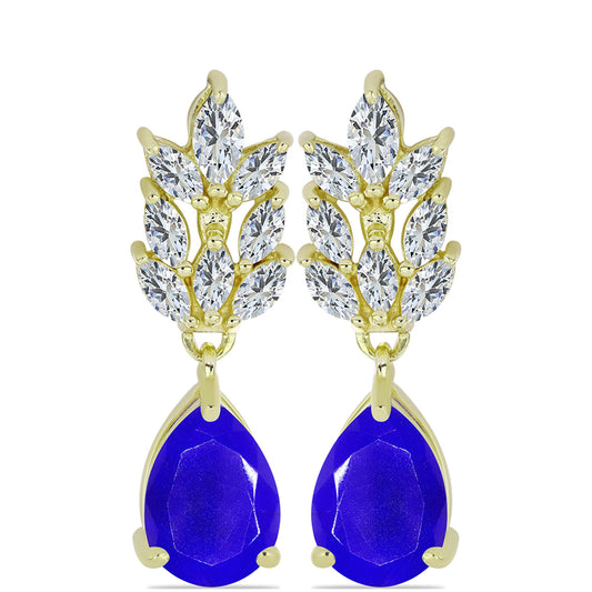 Pozlátené Strieborné Náušnice s Modrým Achátom a Bielym Topásom