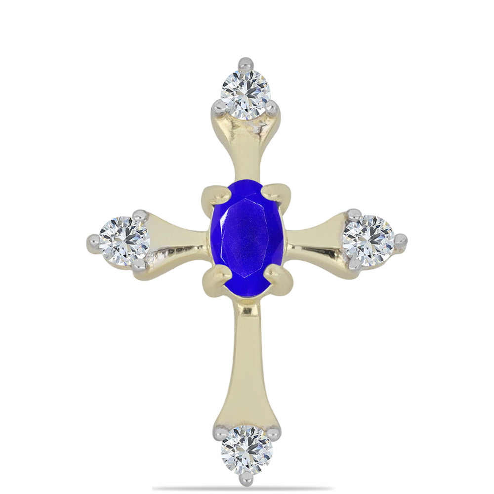 Kríž Pozlátený Strieborný Prívesok s Modrým Achátom a Bielym Topásom 1 