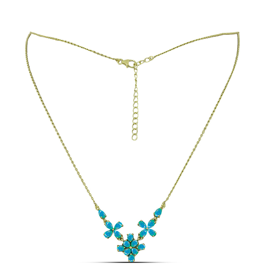 Pozlátený Strieborný Náhrdelník s Etiópskym Paraiba Modrým Opálom