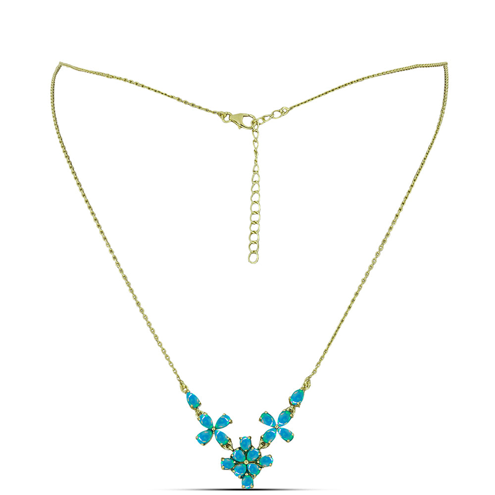 Pozlátený Strieborný Náhrdelník s Etiópskym Paraiba Modrým Opálom