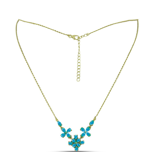 Pozlátený Strieborný Náhrdelník s Etiópskym Paraiba Modrým Opálom