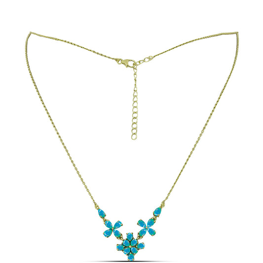 Pozlátený Strieborný Náhrdelník s Etiópskym Paraiba Modrým Opálom