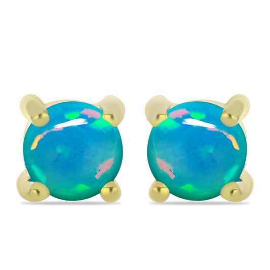 Pozlátené Strieborné Náušnice s Etiópskym Paraiba Modrým Opálom