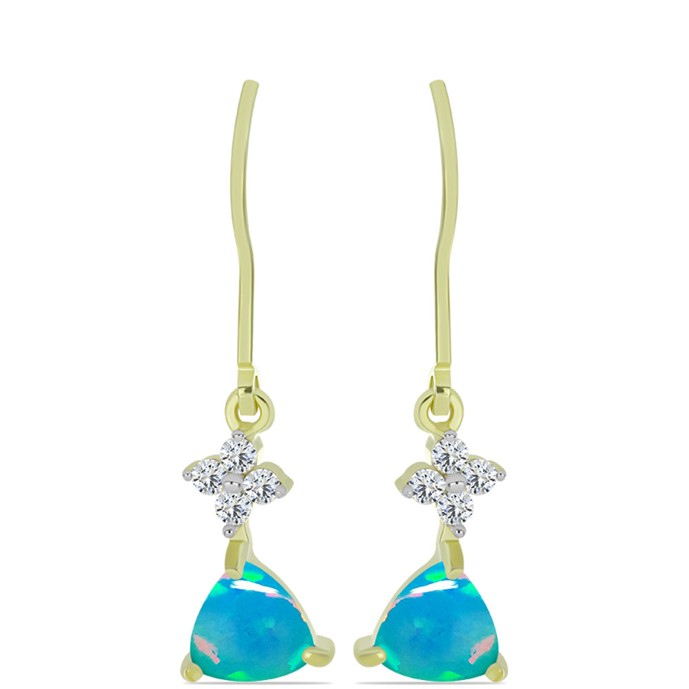 Pozlátené Strieborné Náušnice s Etiópskym Paraiba Modrým Opálom a Bielym Topásom 1 