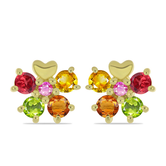 Pozlátené Strieborné Náušnice s Dúhovým Zafírom