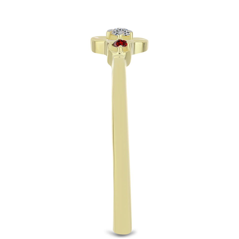 Pozlátený Strieborný Prsteň s Červeným Diamantom a Bielym Diamantom 4 
