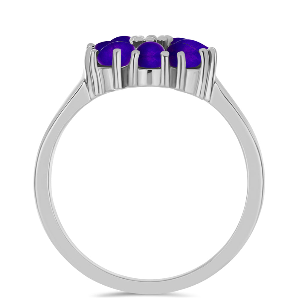 Strieborný Prsteň s Fialovým Nefritom a Bielym Topásom 2 