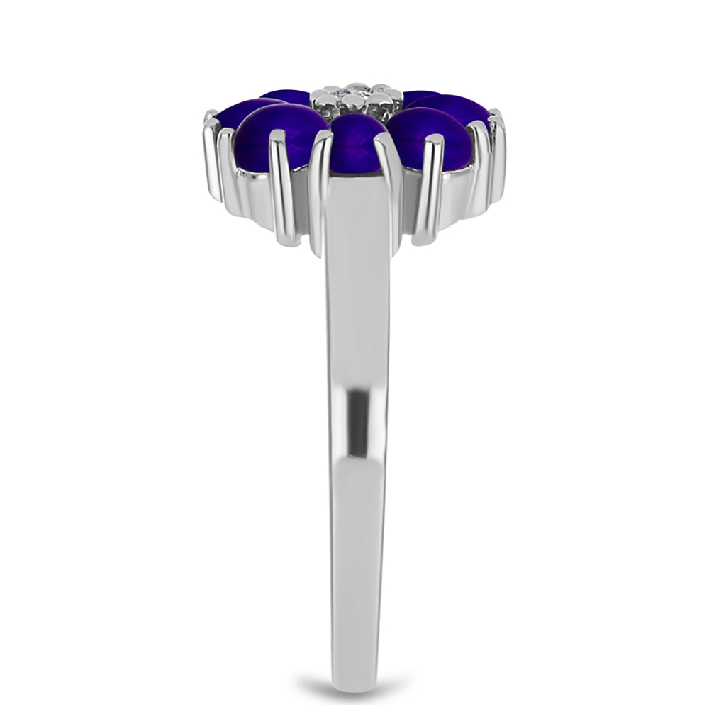 Strieborný Prsteň s Fialovým Nefritom a Bielym Topásom 4 