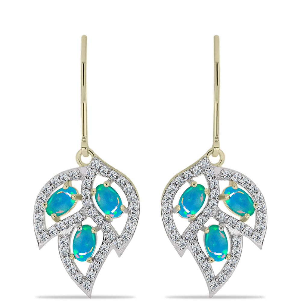 Pozlátené Strieborné Náušnice s Etiópskym Paraiba Modrým Opálom a Bielym Topásom 3 