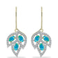 Pozlátené Strieborné Náušnice s Etiópskym Paraiba Modrým Opálom a Bielym Topásom