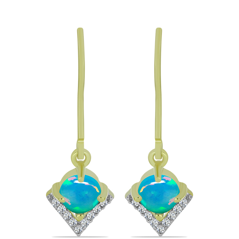 Pozlátené Strieborné Náušnice s Etiópskym Paraiba Modrým Opálom a Bielym Topásom