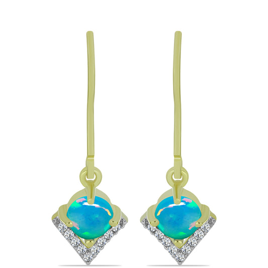 Pozlátené Strieborné Náušnice s Etiópskym Paraiba Modrým Opálom a Bielym Topásom