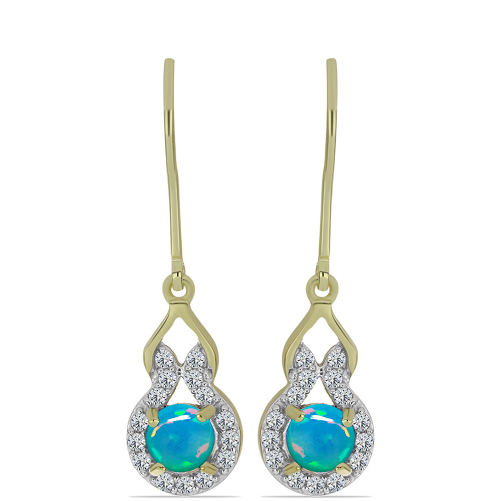 Pozlátené Strieborné Náušnice s Etiópskym Paraiba Modrým Opálom a Bielym Topásom 1 