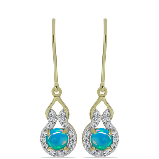 Pozlátené Strieborné Náušnice s Etiópskym Paraiba Modrým Opálom a Bielym Topásom