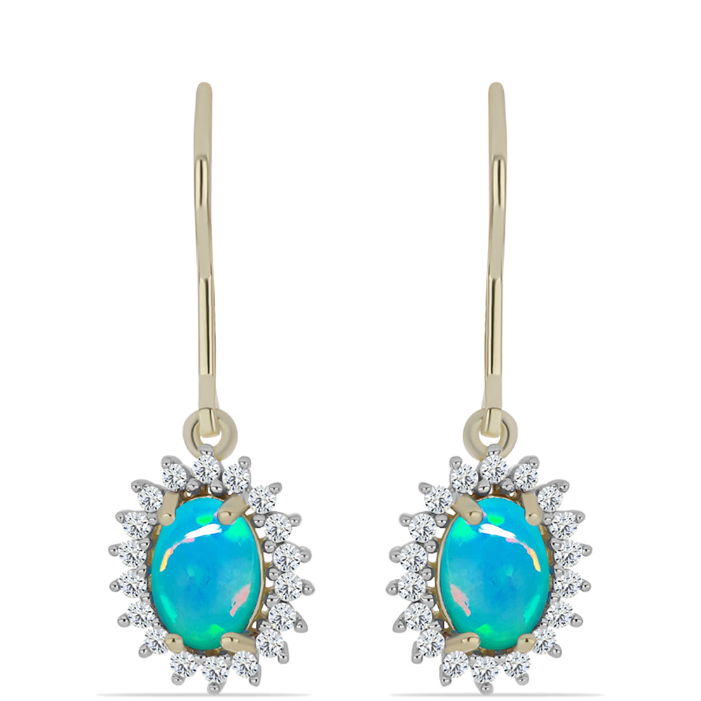 Pozlátené Strieborné Náušnice s Etiópskym Paraiba Modrým Opálom a Bielym Topásom 1 