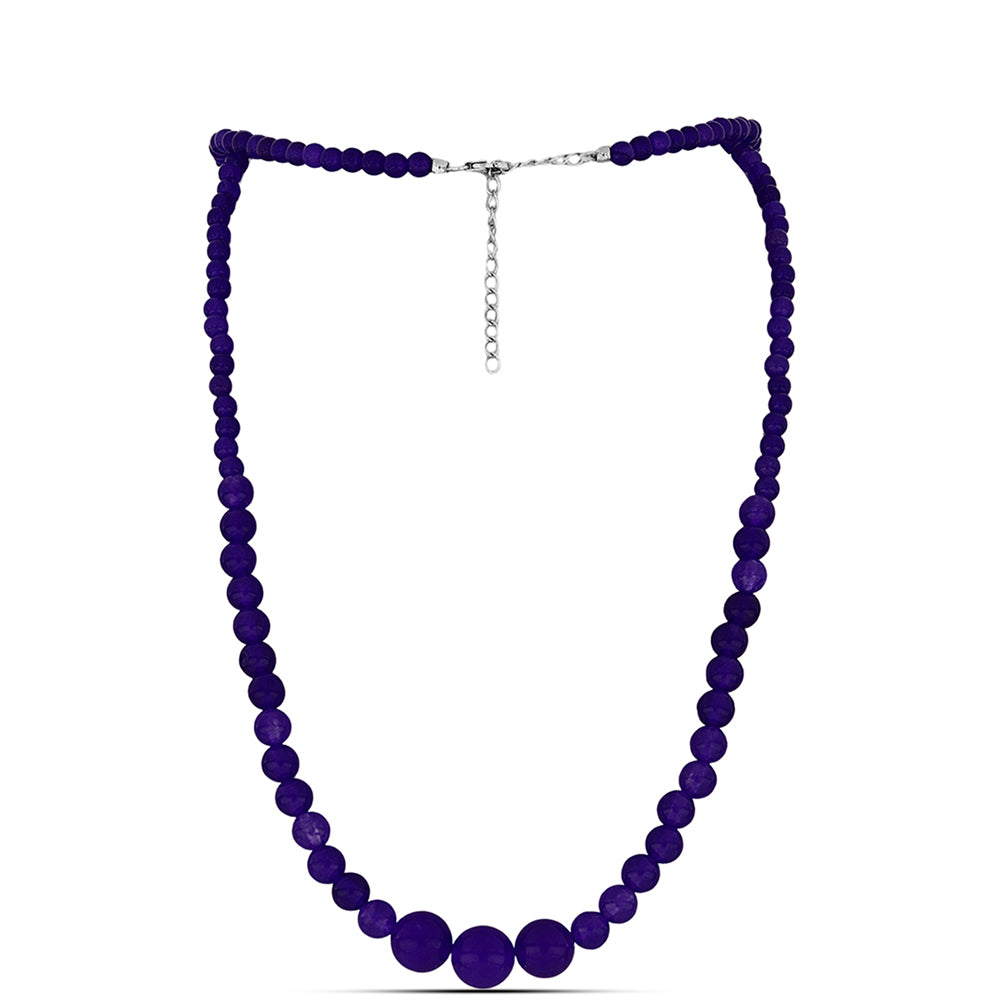 Strieborný Náhrdelník s Fialovým Nefritom 1 