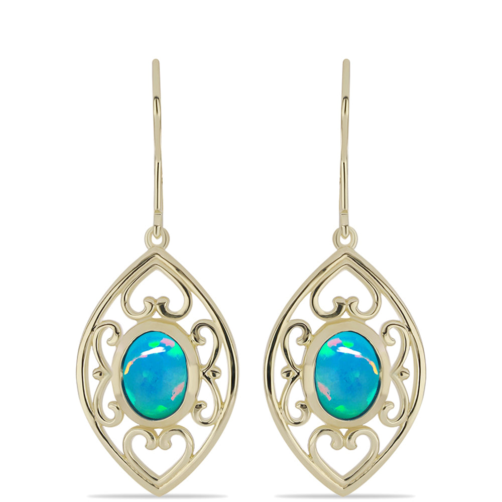 Pozlátené Strieborné Náušnice s Etiópskym Paraiba Modrým Opálom 1 