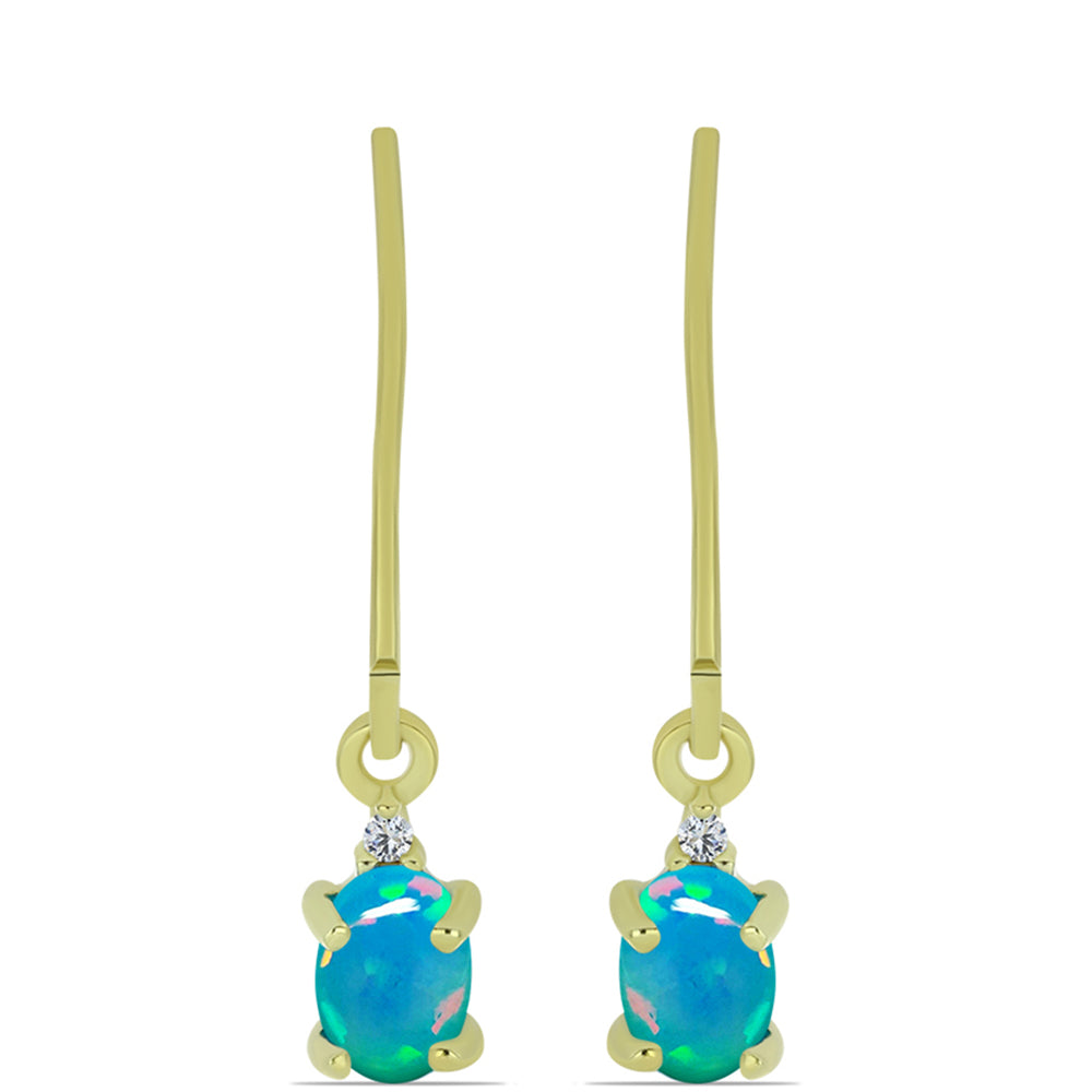 Pozlátené Strieborné Náušnice s Etiópskym Paraiba Modrým Opálom a Bielym Topásom 1 