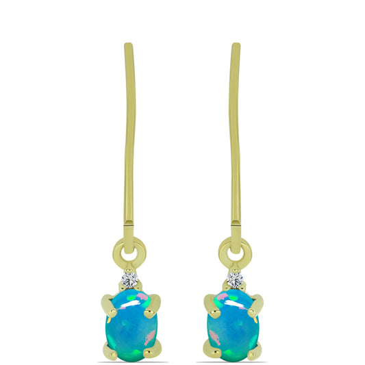 Pozlátené Strieborné Náušnice s Etiópskym Paraiba Modrým Opálom a Bielym Topásom