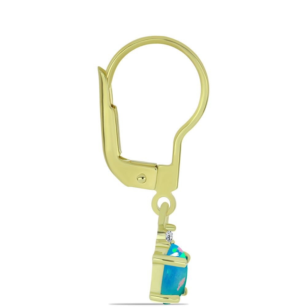 Pozlátené Strieborné Náušnice s Etiópskym Paraiba Modrým Opálom a Bielym Topásom 4 