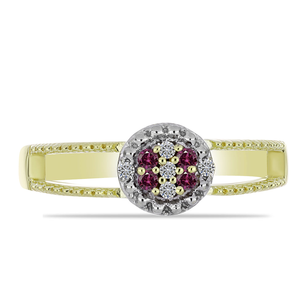 Pozlátený Strieborný Prsteň s Fialovým Diamantom a Bielym Diamantom 1 