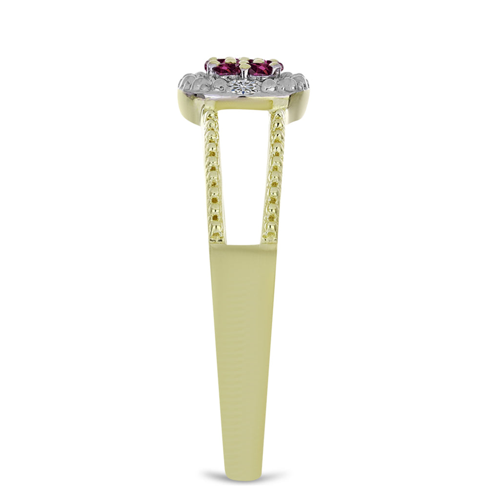 Pozlátený Strieborný Prsteň s Fialovým Diamantom a Bielym Diamantom 4 