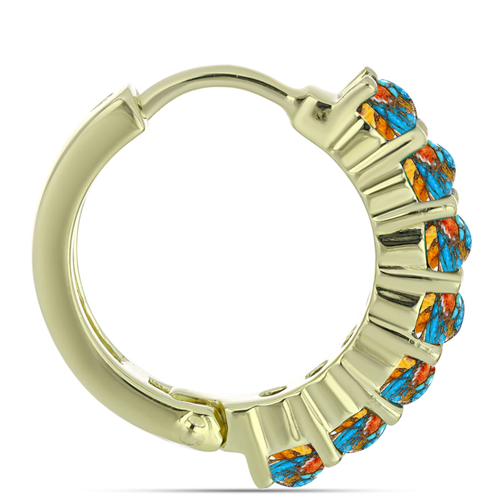 Pozlátené Strieborné Náušnice s Ustricovým Tyrkysom 2 