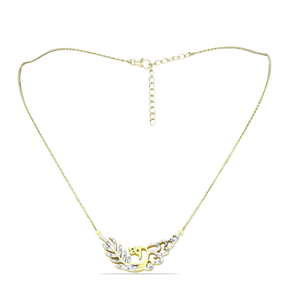 Pozlátený Strieborný Náhrdelník s Champagne Diamantom a Bielym Diamantom 1 