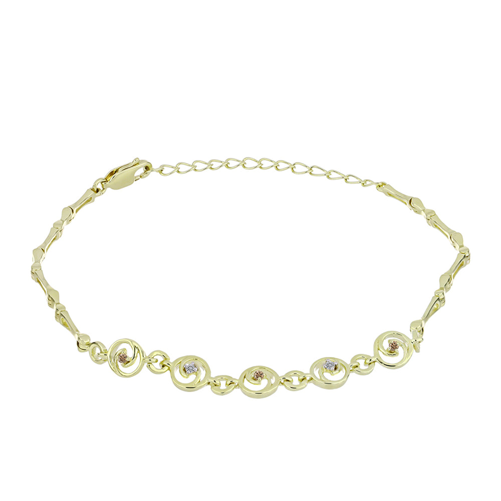 Pozlátený Strieborný Náramok s Champagne Diamantom a Bielym Diamantom 1 