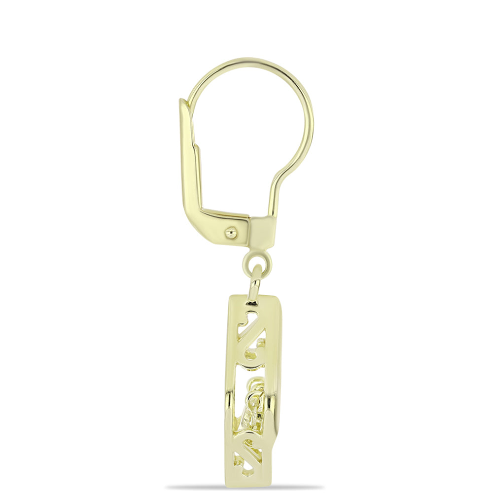 Pozlátené Strieborné Náušnice s Champagne Diamantom 2 