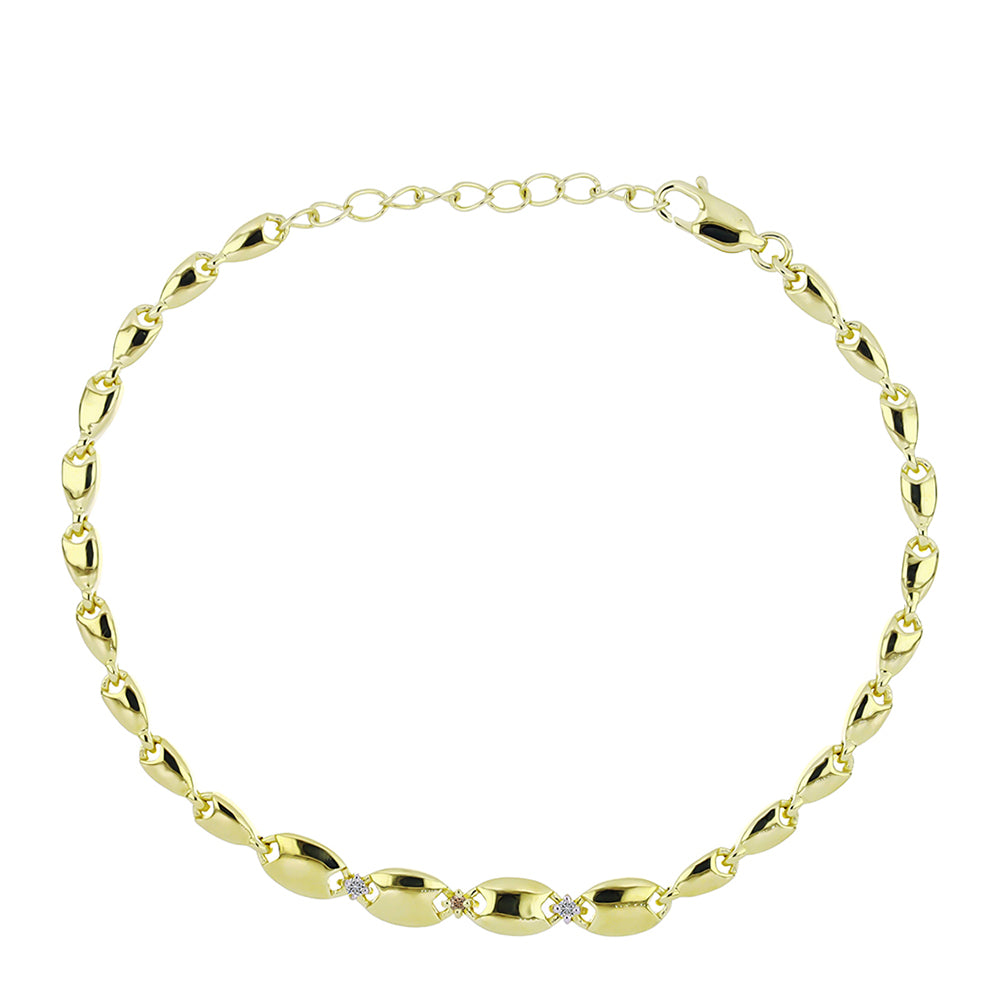 Pozlátený Strieborný Náramok s Champagne Diamantom a Bielym Diamantom 1 
