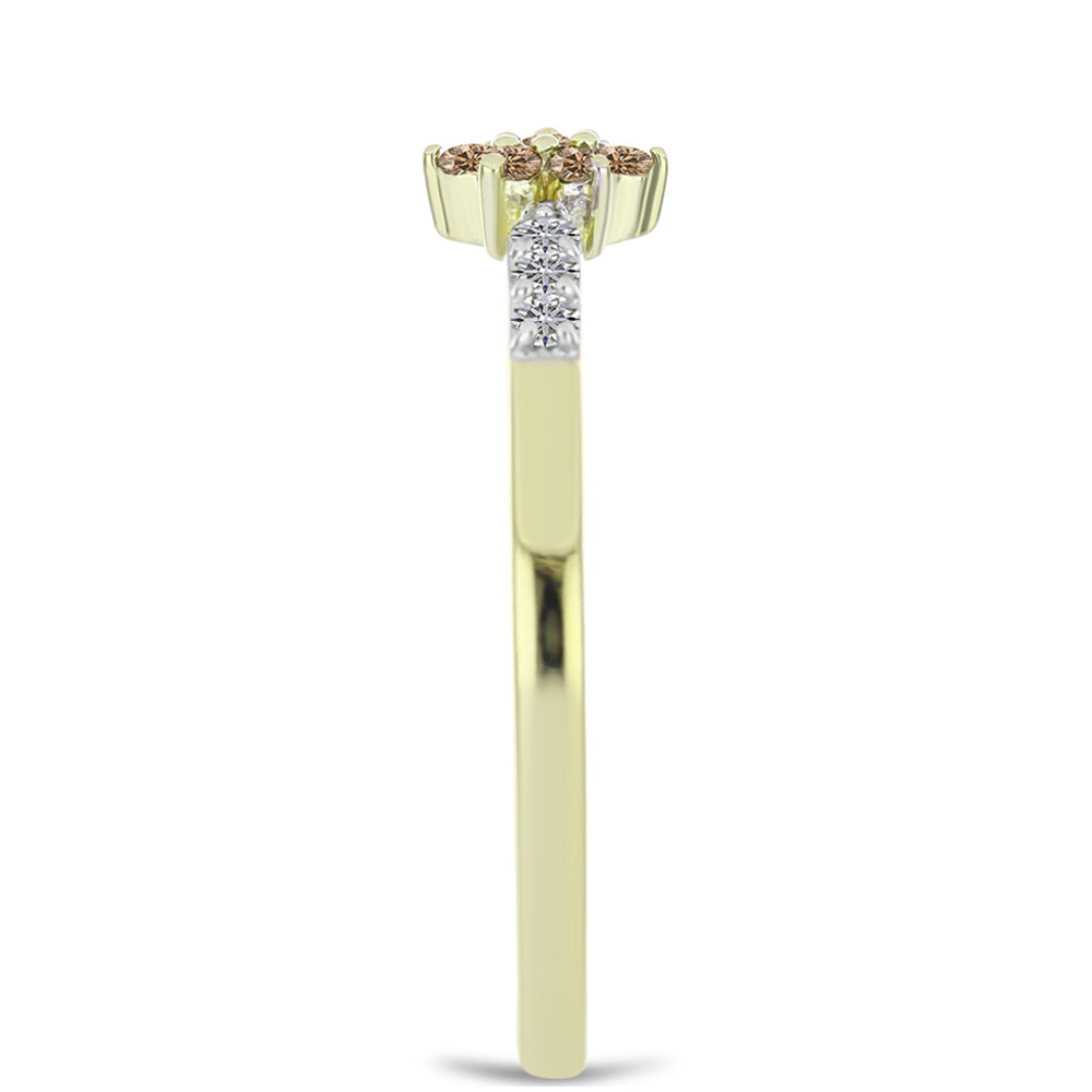 Pozlátený Strieborný Prsteň s Champagne Diamantom a Bielym Diamantom 4 