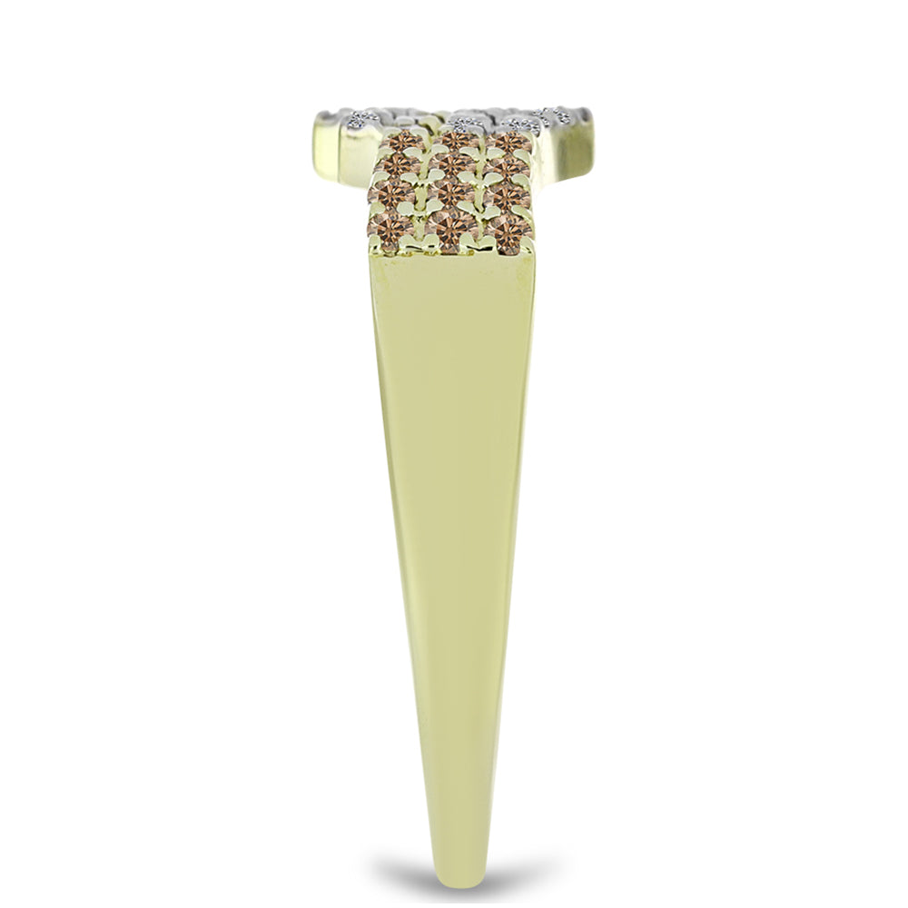 Pozlátený Strieborný Prsteň s Champagne Diamantom a Bielym Diamantom 4 
