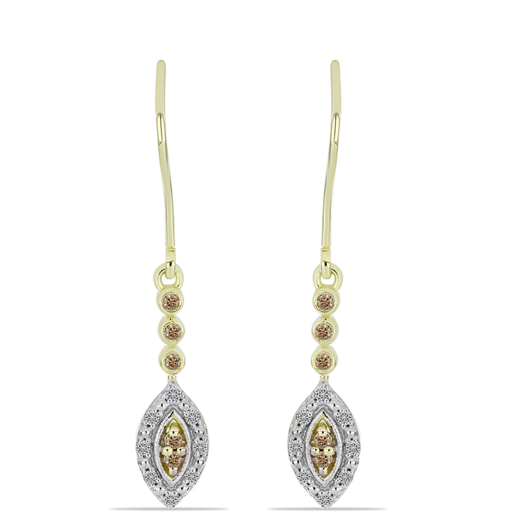 Pozlátené Strieborné Náušnice s Champagne Diamantom a Bielym Diamantom 1 