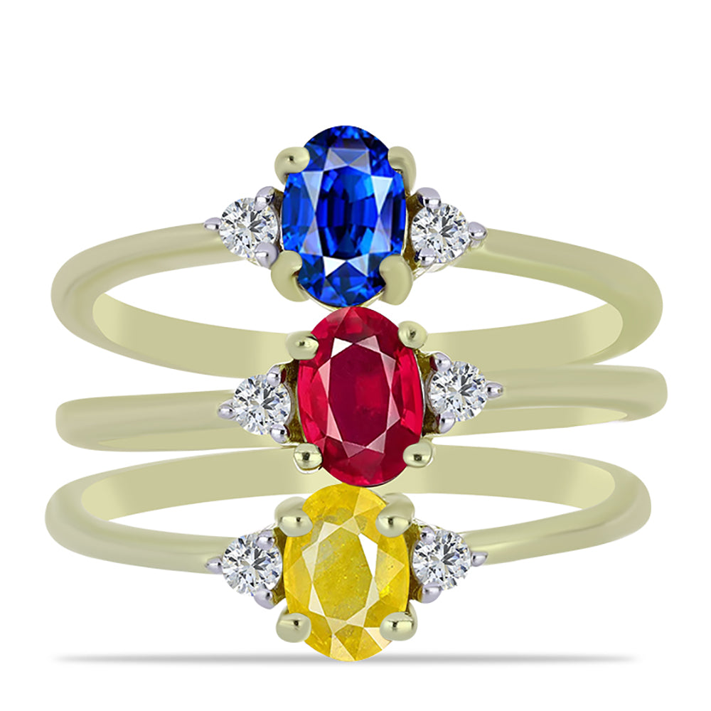 Pozlátené Strieborné Sada s Madagaskarským Rubínom a Austrálskym Modrým Zafírom ( Prsteň )
