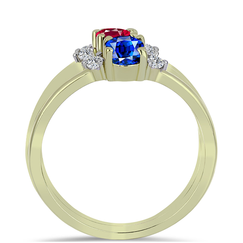 Pozlátené Strieborné Sada s Madagaskarským Rubínom a Austrálskym Modrým Zafírom ( Prsteň )