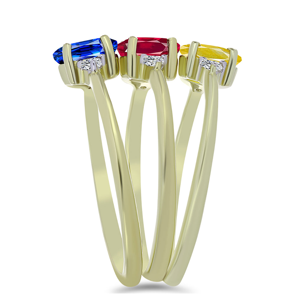 Pozlátené Strieborné Sada s Madagaskarským Rubínom a Austrálskym Modrým Zafírom ( Prsteň ) 4 