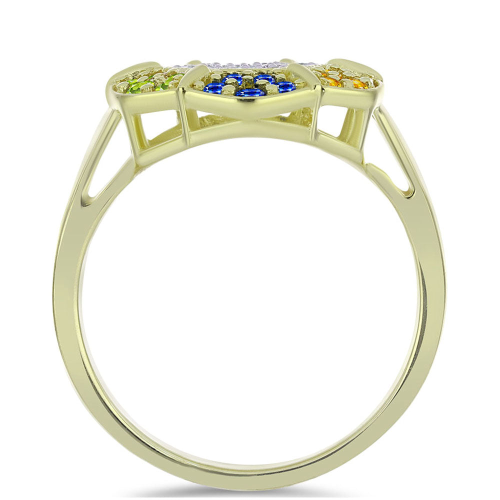Pozlátený Strieborný Prsteň s Dúhovým Zafírom a Bielym Topásom