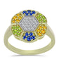 Pozlátený Strieborný Prsteň s Dúhovým Zafírom a Bielym Topásom