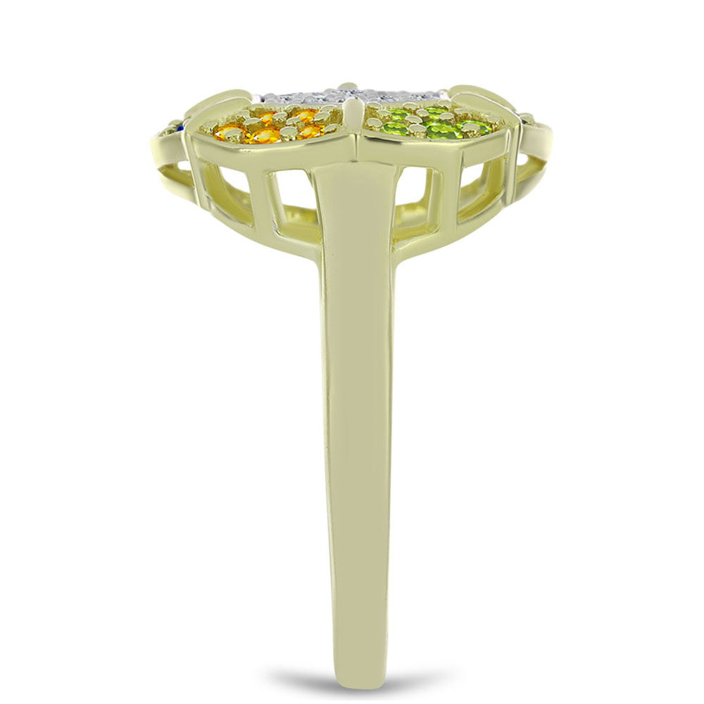 Pozlátený Strieborný Prsteň s Dúhovým Zafírom a Bielym Topásom 4 