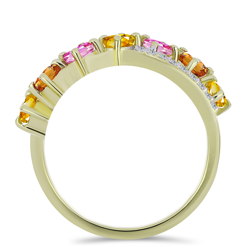 Pozlátený Strieborný Prsteň s Dúhovým Zafírom a Bielym Topásom