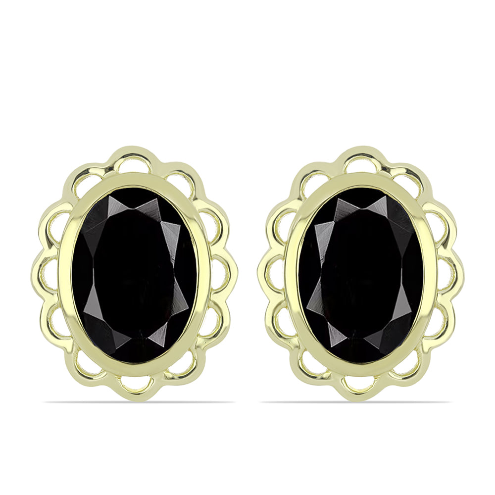Pozlátené Strieborné Náušnice s so Suwarským Čiernym Ónyxom