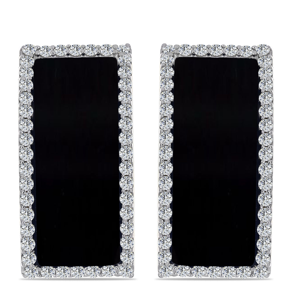 Pozlátené Strieborné Náušnice s so Suwarským Čiernym Ónyxom a Bielym Topásom