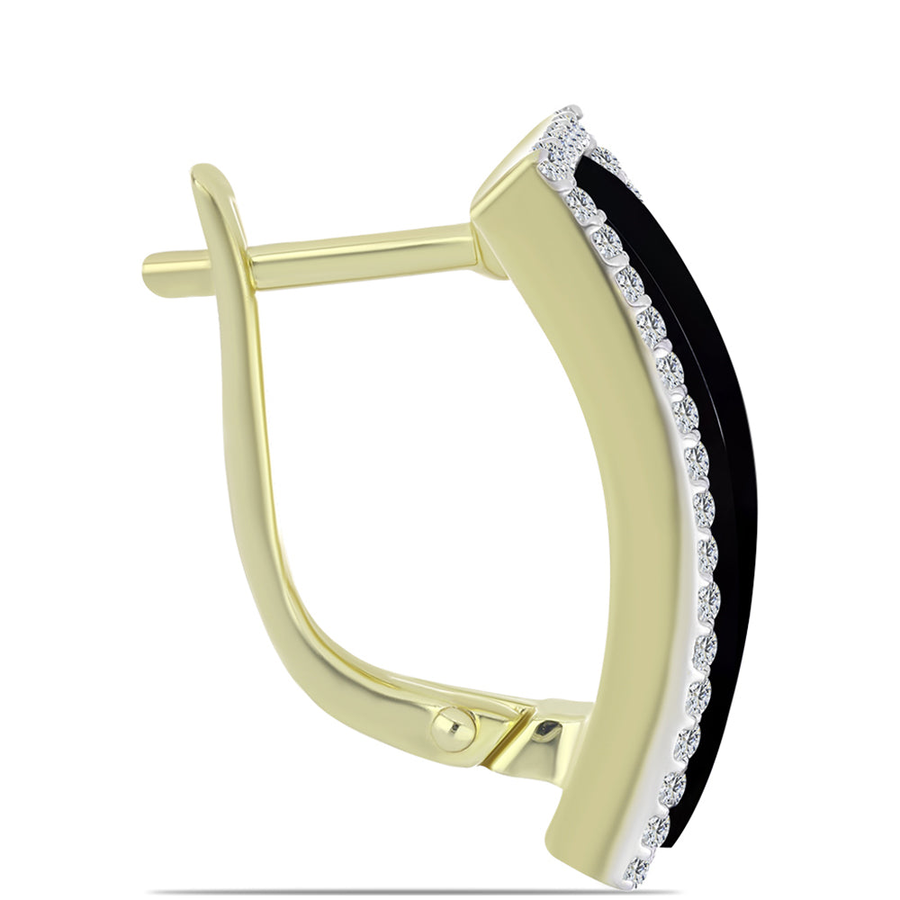 Pozlátené Strieborné Náušnice s so Suwarským Čiernym Ónyxom a Bielym Topásom 2 