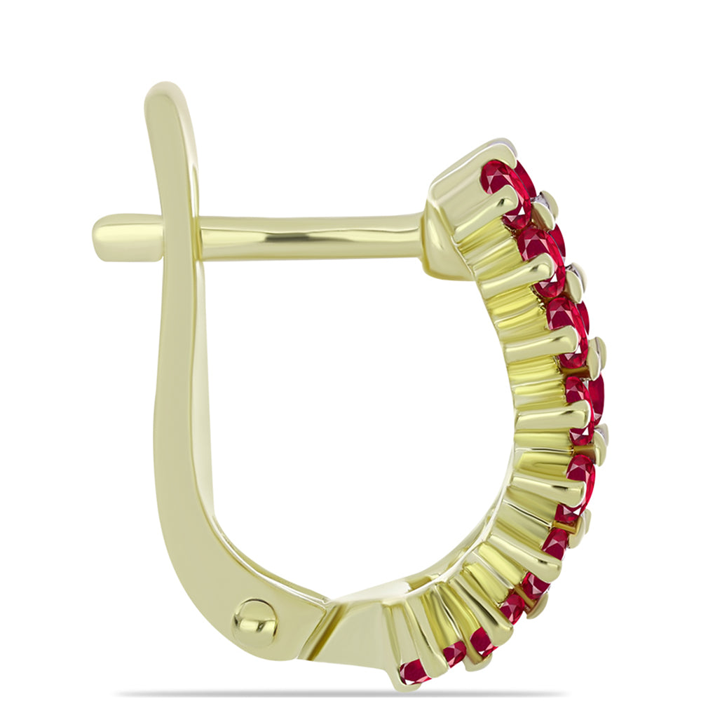 Pozlátené Strieborné Náušnice s Madagaskarským Rubínom a Bielym Topásom 2 