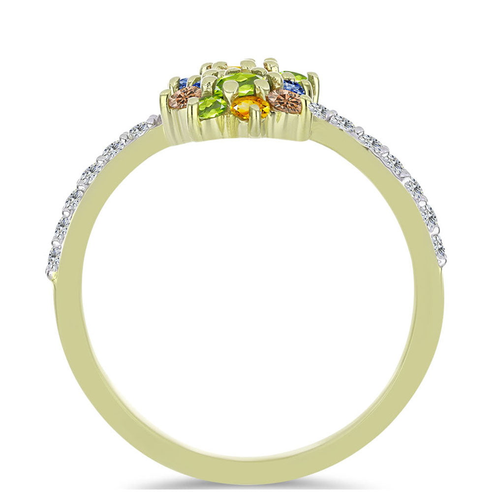 Pozlátený Strieborný Prsteň s Dúhovým Zafírom a Bielym Topásom