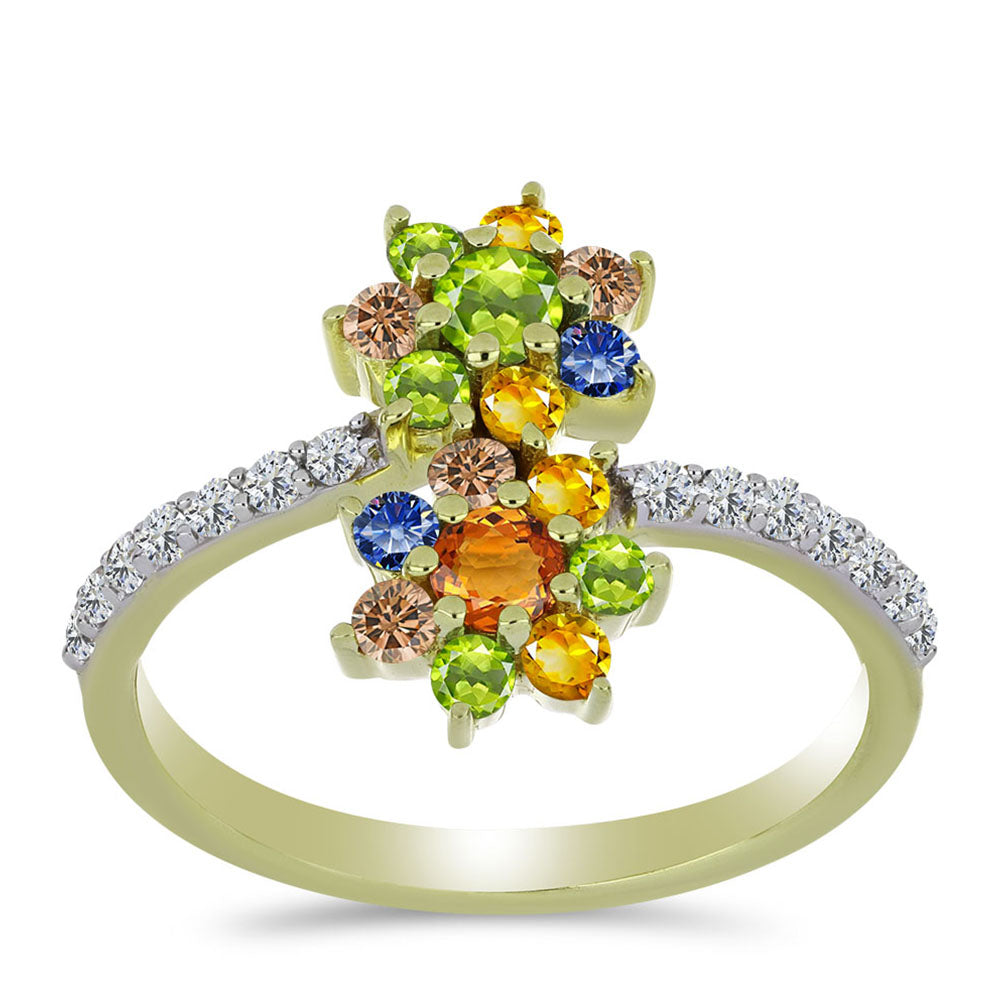 Pozlátený Strieborný Prsteň s Dúhovým Zafírom a Bielym Topásom 3 