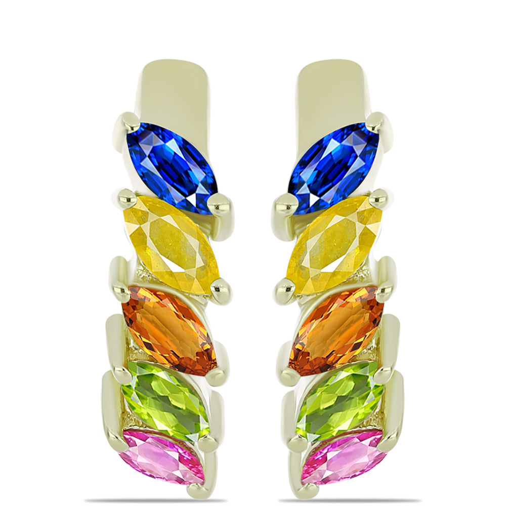 Pozlátené Strieborné Náušnice s Dúhovým Zafírom 1 