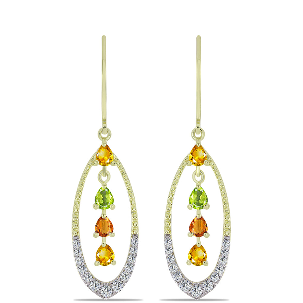 Pozlátené Strieborné Náušnice s Dúhovým Zafírom a Bielym Topásom 1 